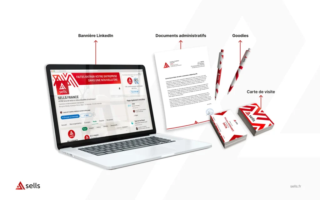 Exemple de déclinaisons de la charte graphique des logos qui s'adapte sur les différents supports web et print